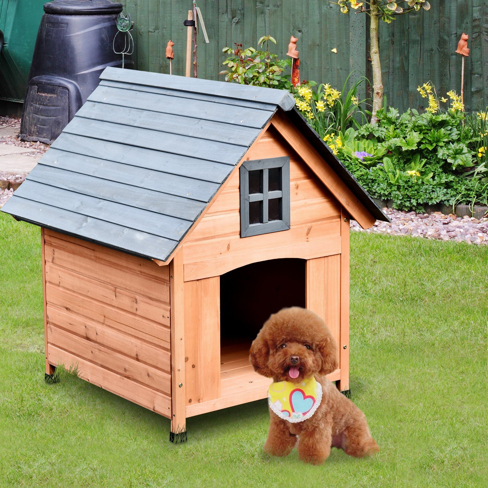 PawHut Hundehütte Hundehütte im Kabinenstil
