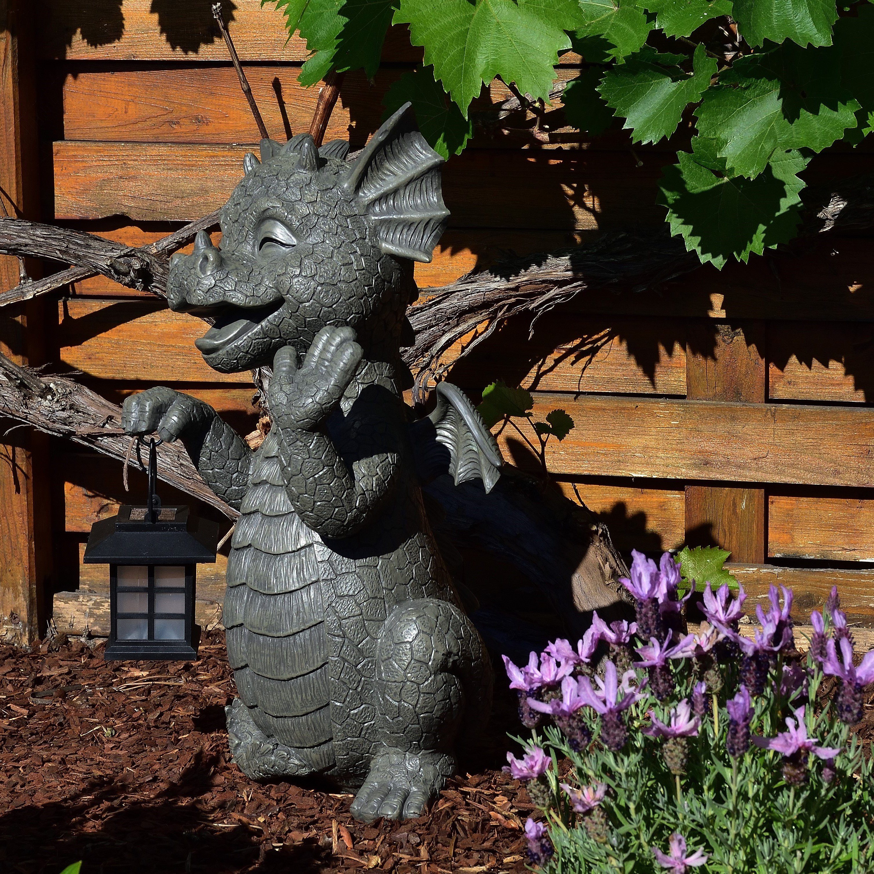 MystiCalls Gartenfigur Gartendrache "Big Boy" - Gartenfigur Garten Dekoration Drache