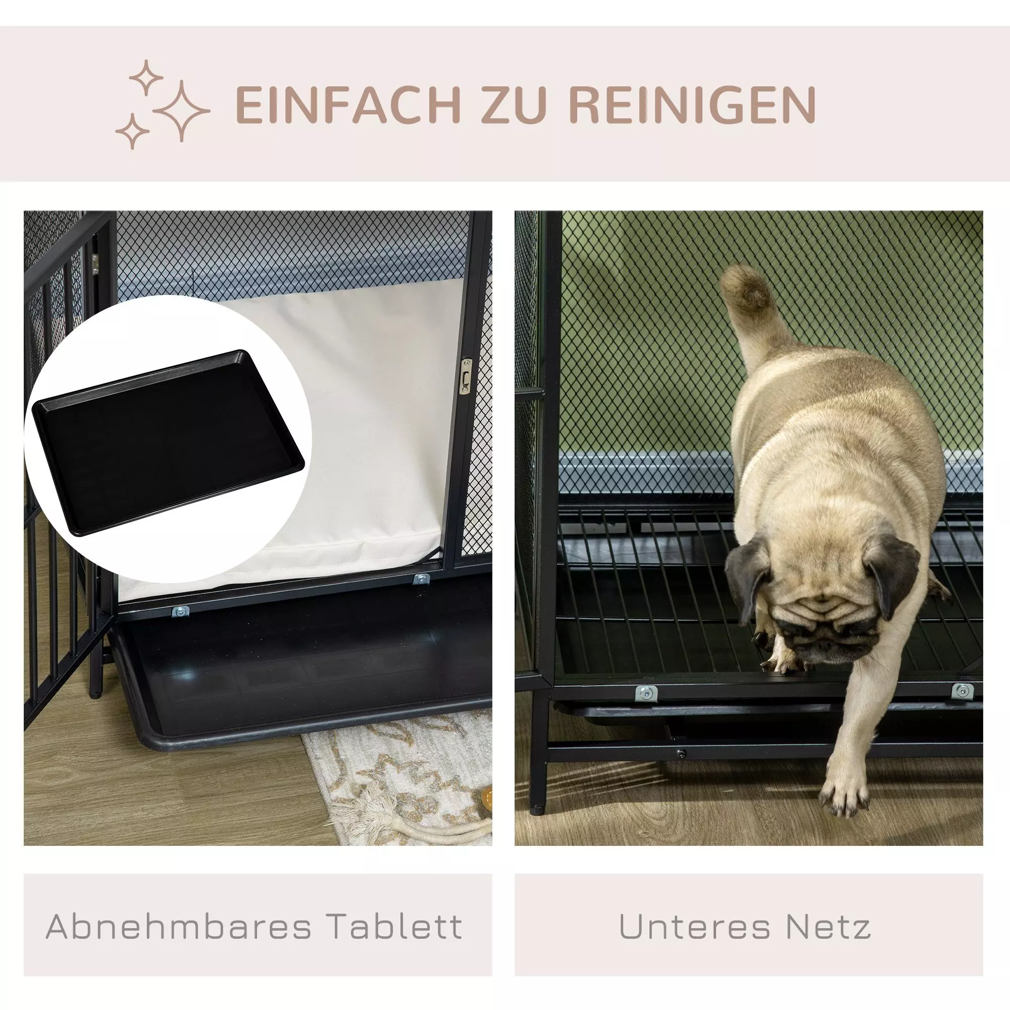 PawHut Hundehütte Hundekäfig, BxTxH: 80x55x71 cm