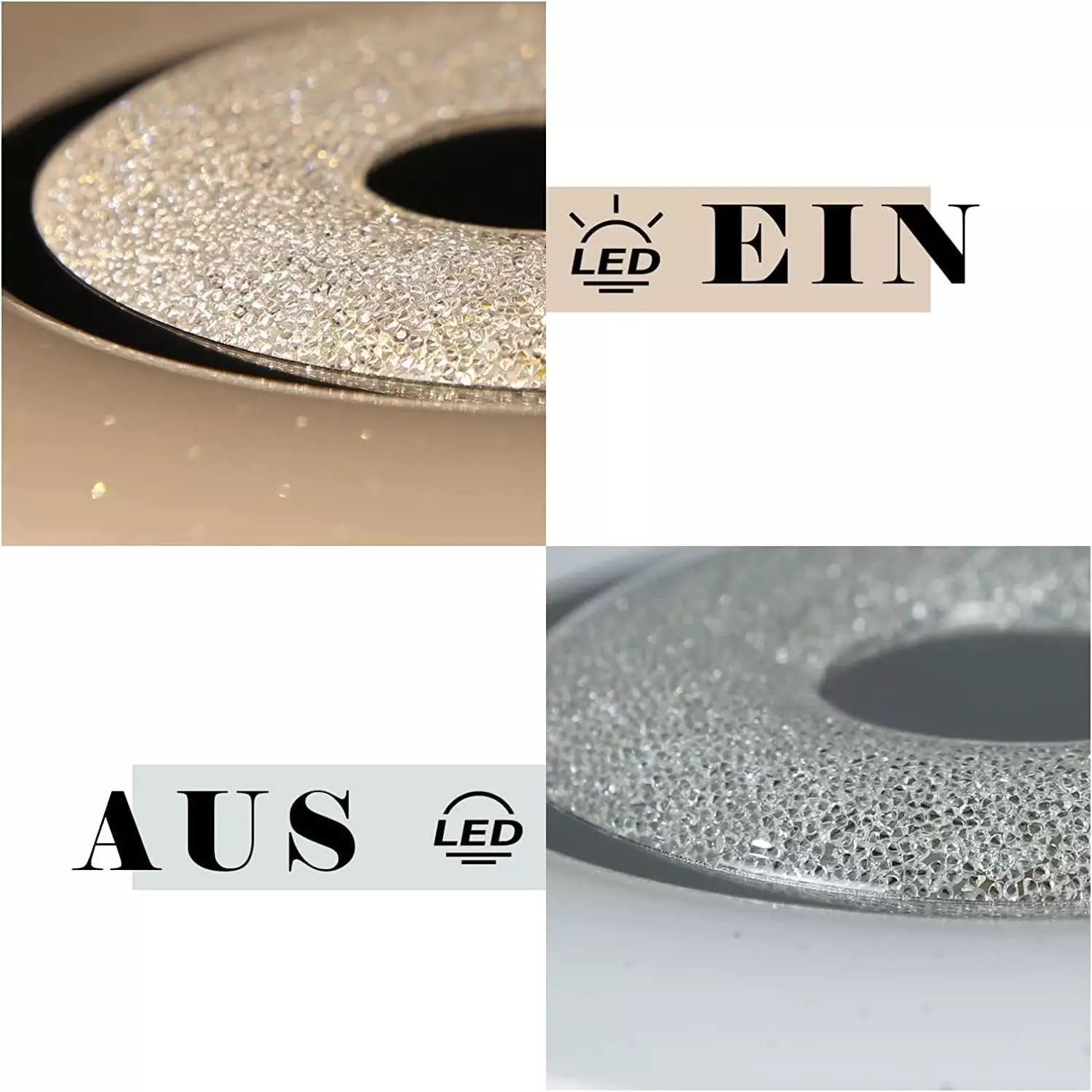 ZMH LED Deckenleuchte Dimmbar Rund Sternenhimmel für Flur Wohnzimmer Küche, LED fest integriert