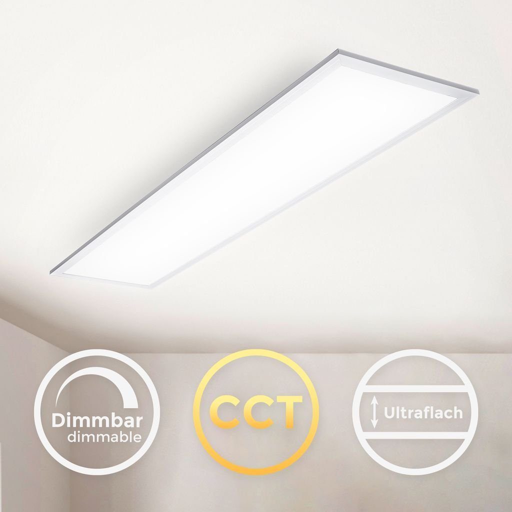 B.K.Licht Deckenleuchte LED Panel 100x25cm dimmbar 24 Watt 2200 Lumen ultra-flach Weiß BKL1326, Dimmfunktion, LED fest integriert, Farbwechsler, Kaltweiß, Neutralweiß, Warmweiß, Deckenlampe CCT 3000K-6500K inkl Fernbedienung Timer Nachtlicht Memory