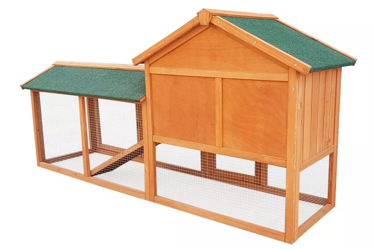 BRAST Kleintierstall Hasenstall Hühnerstall Kaninchenstall XXL wetterfest, 180x85,5x52cm zweistöckig incl. Freilaufgehege verschließbare Türe