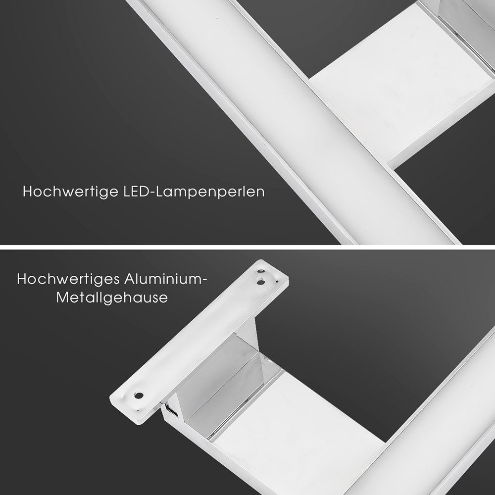 LETGOSPT Wandleuchte LED Spiegelleuchte, 30cm 60cm LED Spiegellampe, LED fest integriert, Kaltweiß, Aufbauleuchte + Klemmleuchte, Aluminium, Schminklicht, Schrank-Beleuchtung 230V 650 IP44
