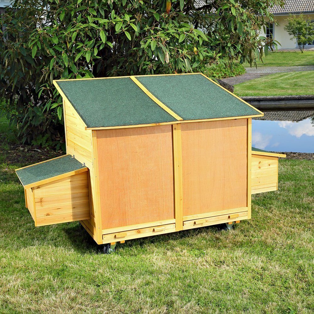 Melko Hühnerstall Hühnerhaus Kaninchenkäfig Hasenstall Braun 214 CM Überdachung Öffnungen Hühner Hühnerstall Kaninchenstall, Wetterfest