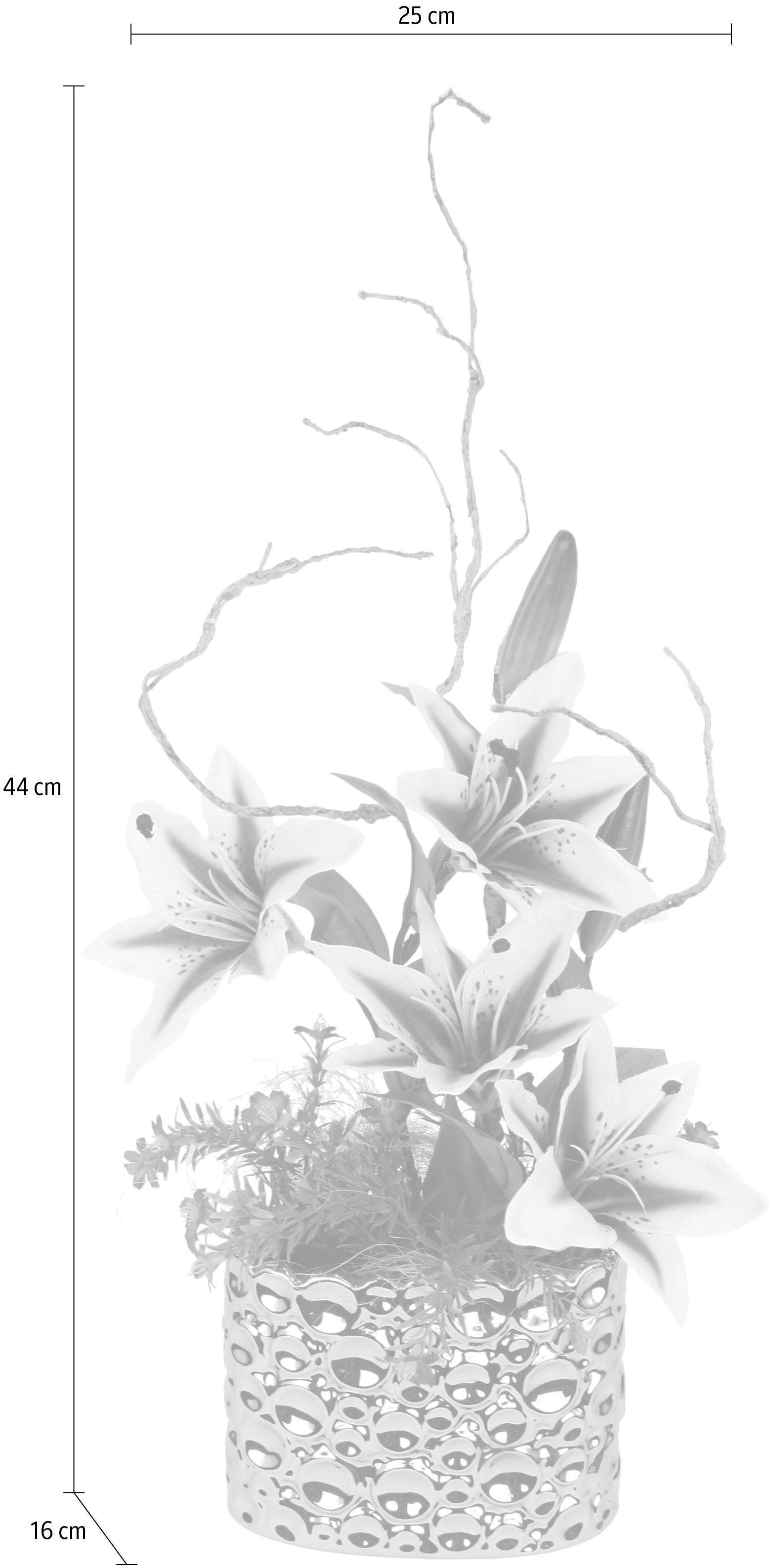 Kunstpflanze Lilien, I.GE.A., Höhe 44 cm, Arrangement im Topf