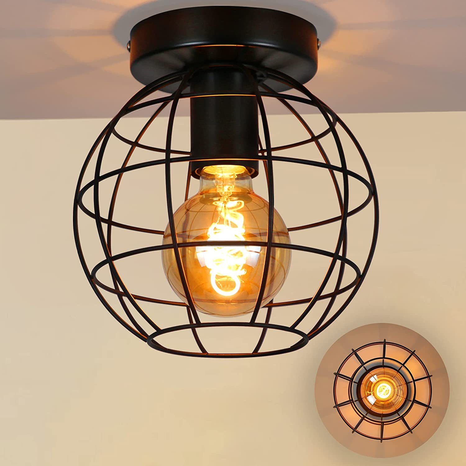 ZMH Deckenleuchte Deckenleuchte vintage Deckenlampe flur, LED wechselbar, Deckenlampe