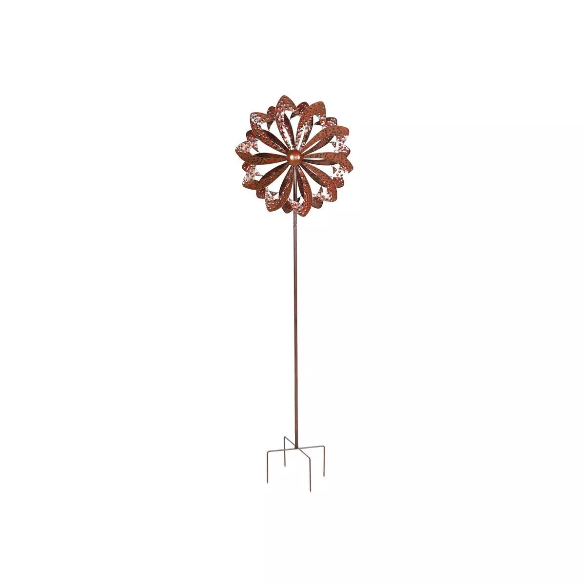 MARELIDA Deko-Windrad Doppel Windrad ANTIK Gartendeko Metall H: 140cm kupfer Windspiel (1 St)