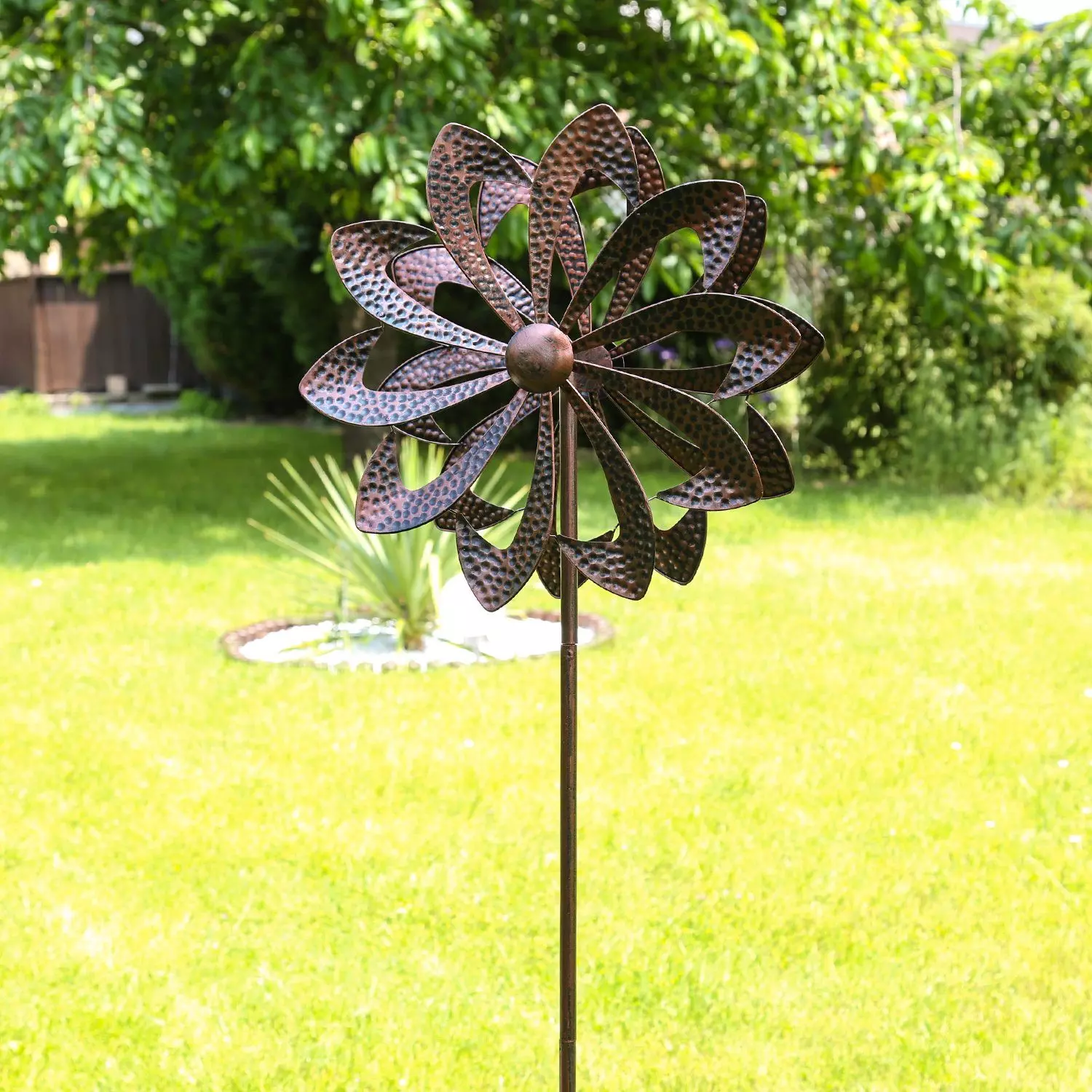 MARELIDA Deko-Windrad Doppel Windrad ANTIK Gartendeko Metall H: 140cm kupfer Windspiel (1 St)