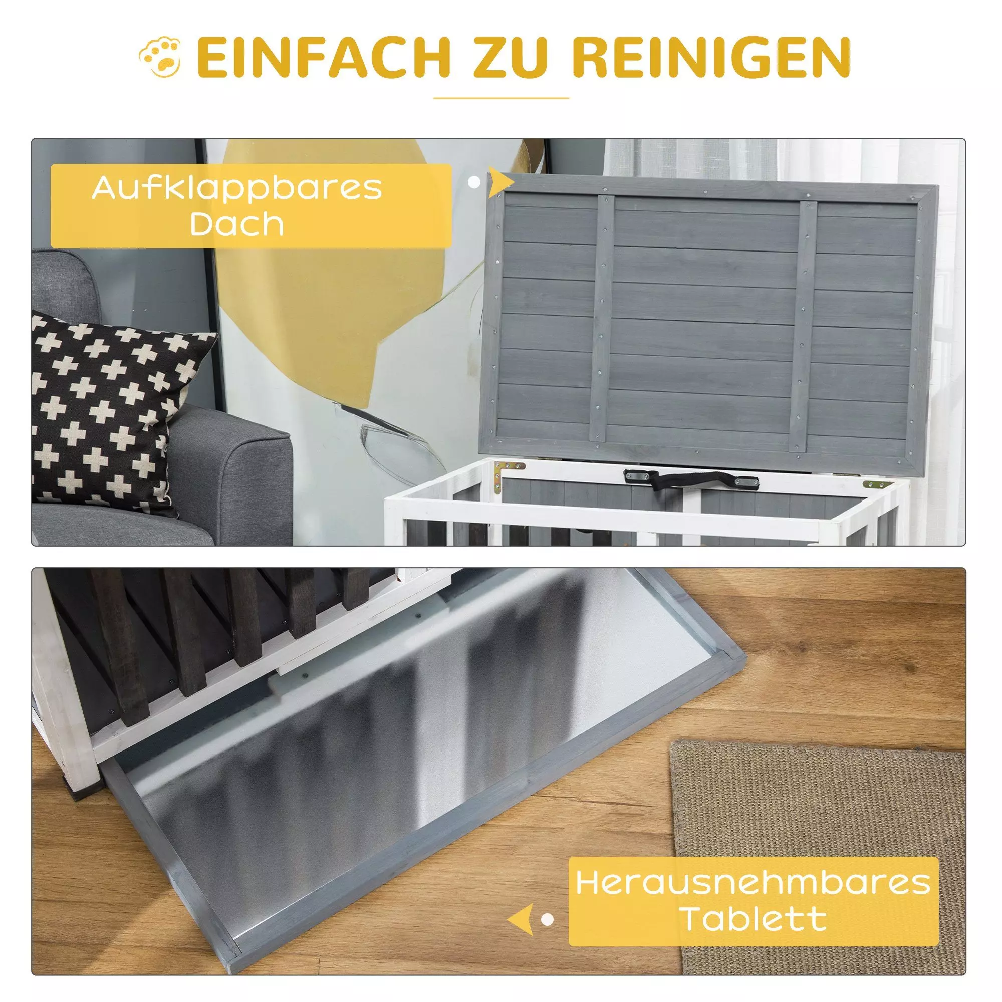 PawHut Hundehütte Hundekäfig, zusammenklappbar