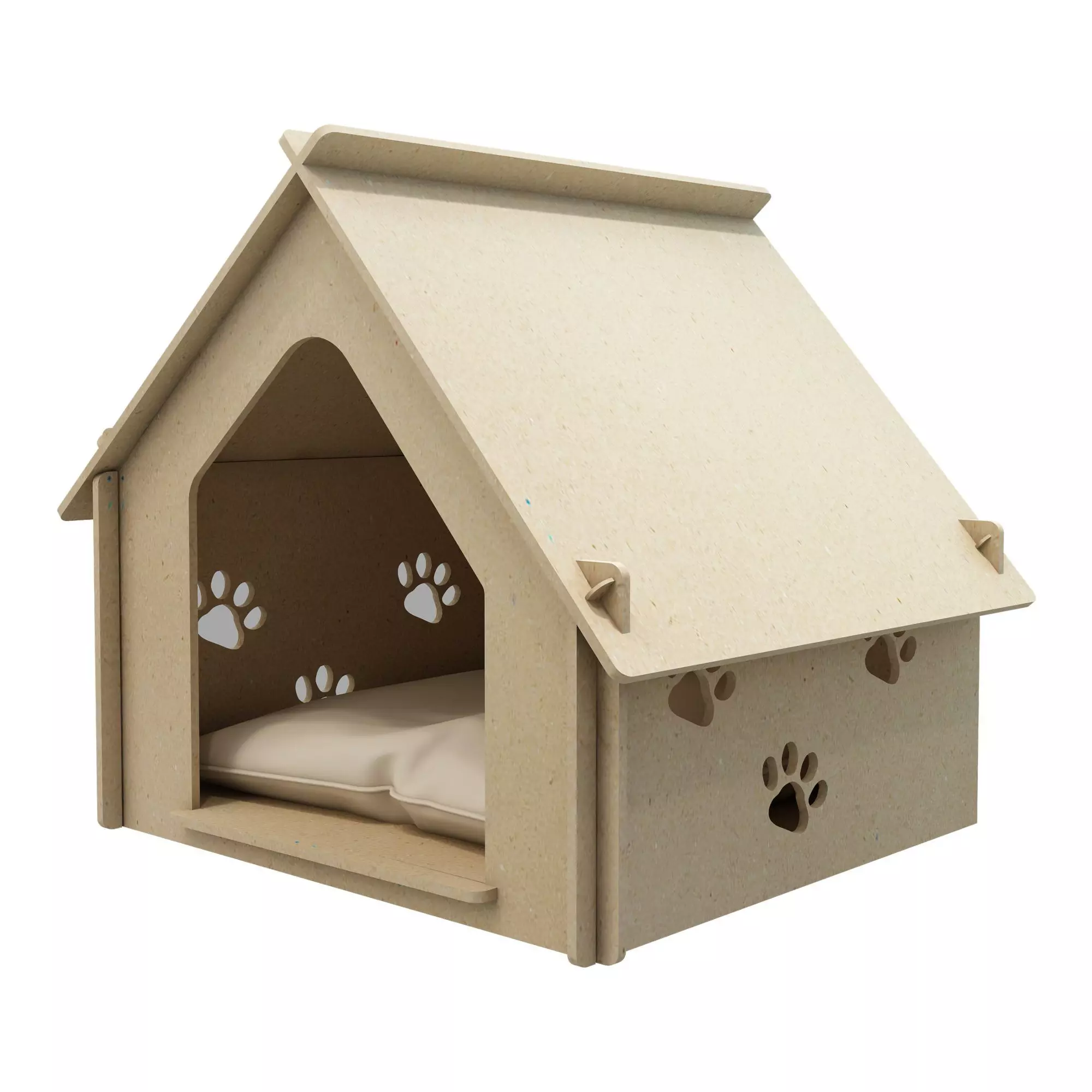 en.casa Hundehütte, Otterup Hundehaus 54x53x52cm aus Sperrholz Natur