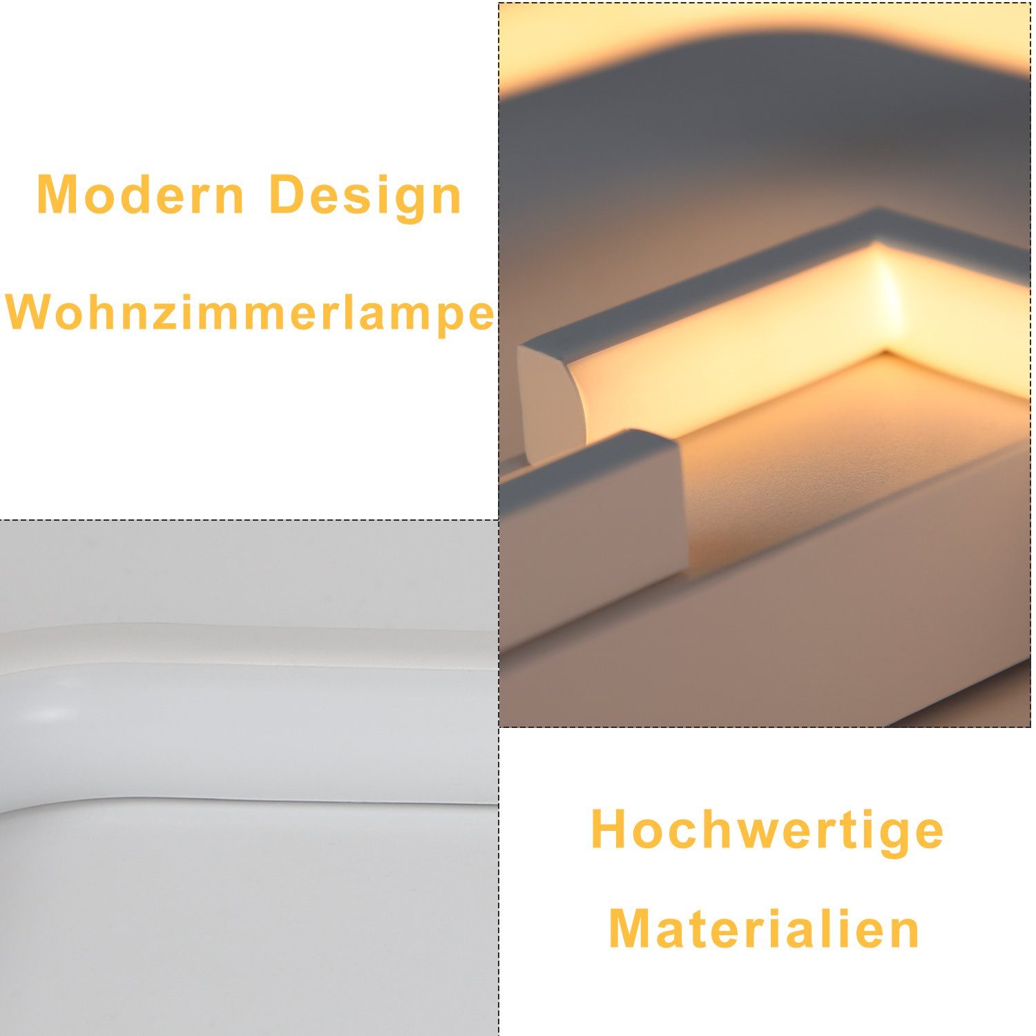 ZMH LED Deckenleuchte Deckenlampe dimmbar mit Fernbedienung für Schlafzimmer Flur, Hochwertige Lampenperlen, LED fest integriert, 3000-6500k, Weiß