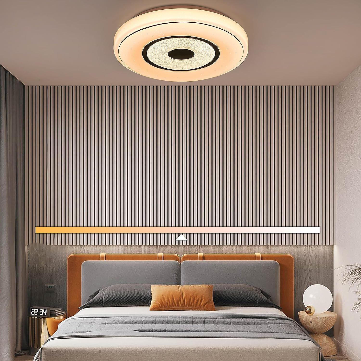 ZMH LED Deckenleuchte Dimmbar Rund Sternenhimmel für Flur Wohnzimmer Küche, LED fest integriert