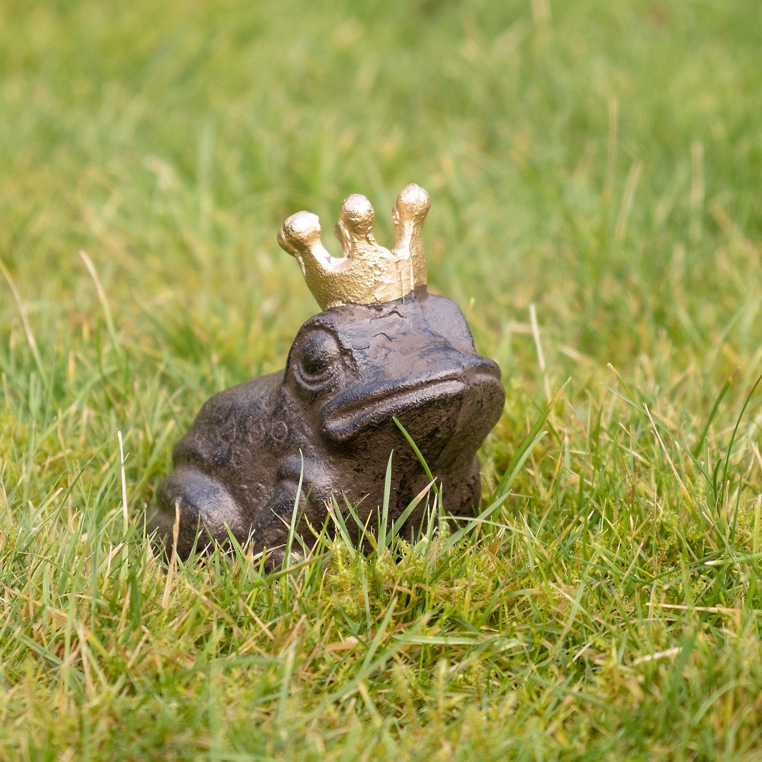 Moritz Dekofigur Froschkönig Figur, Gußeisen Garten Dekoration Gartenfigur Frosch Figur Teich Deko