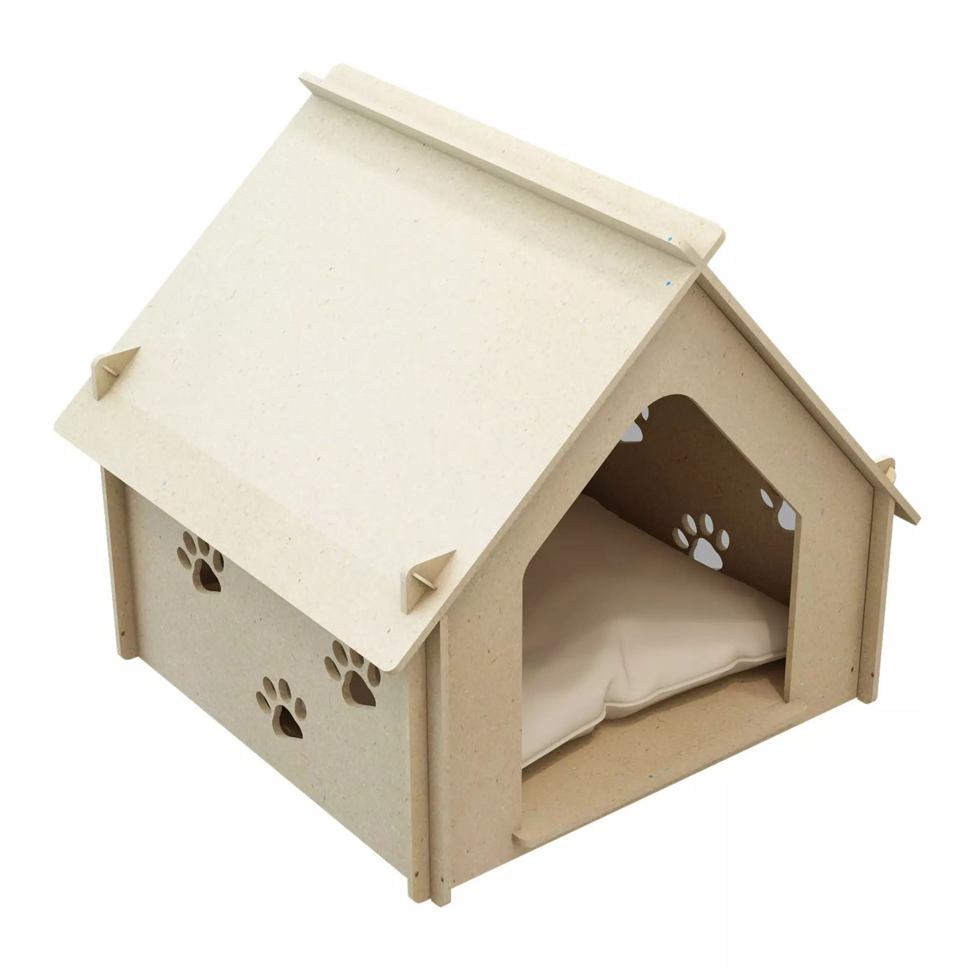 en.casa Hundehütte, Otterup Hundehaus 54x53x52cm aus Sperrholz Natur