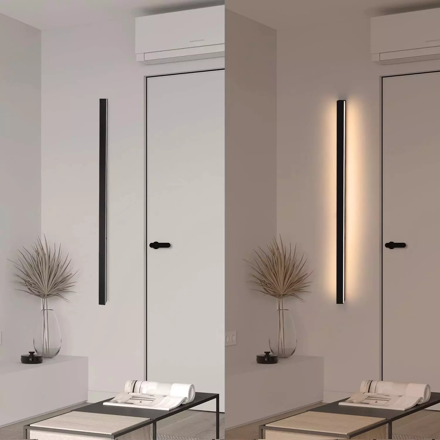 ZMH LED Wandleuchte innen Modern 27W Flur Schwarz Beleuchtung Wohn- Kinder- Schlafzimmer, LED fest integriert, 3000K warmweiß, 100CM