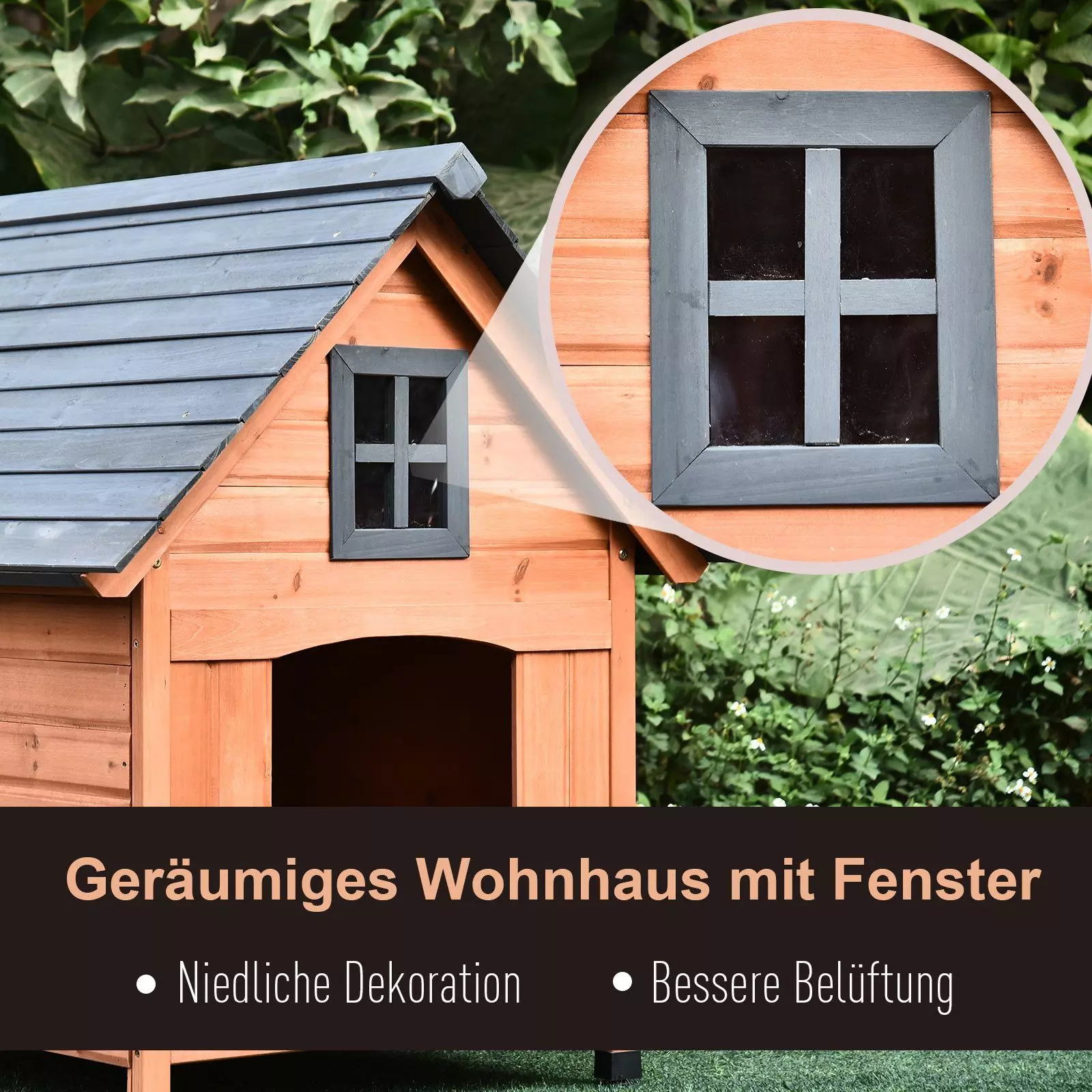 PawHut Hundehütte Hundehütte im Kabinenstil