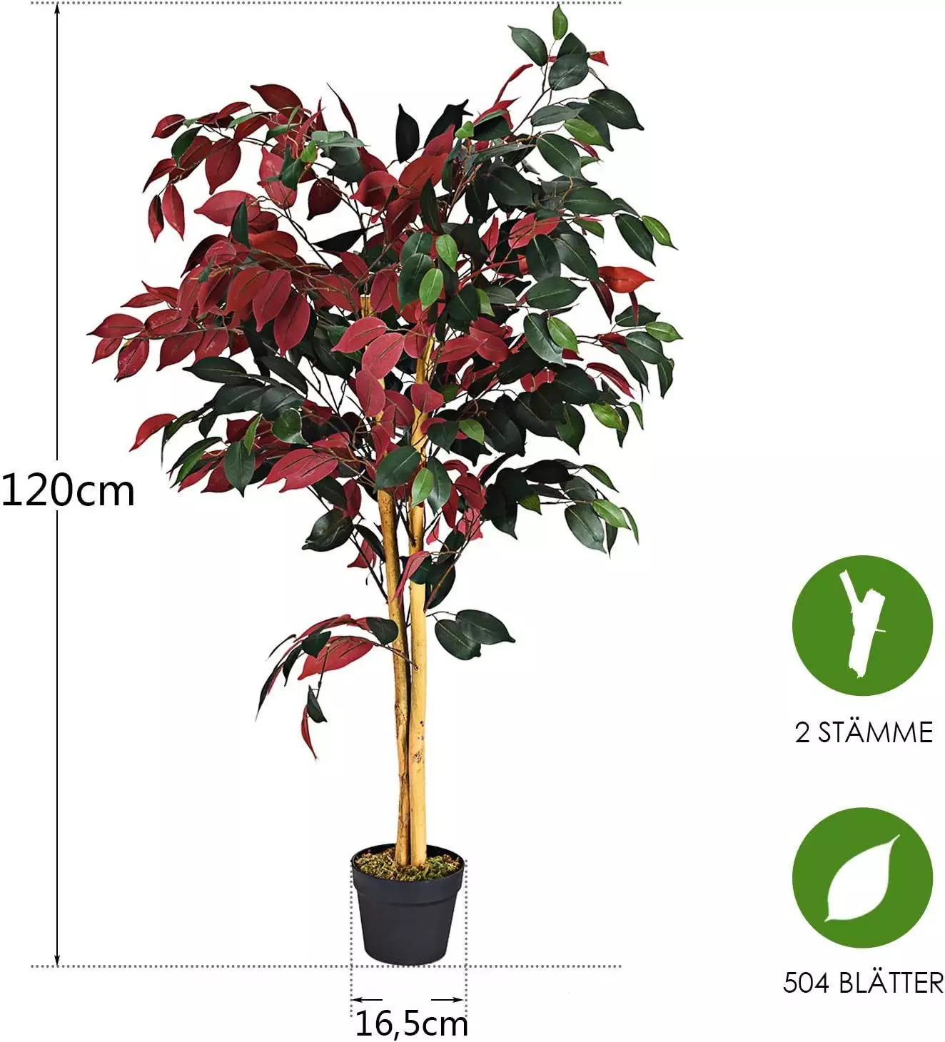 Kunstbaum Kunstpflanze, COSTWAY, 120cm, mit Topf