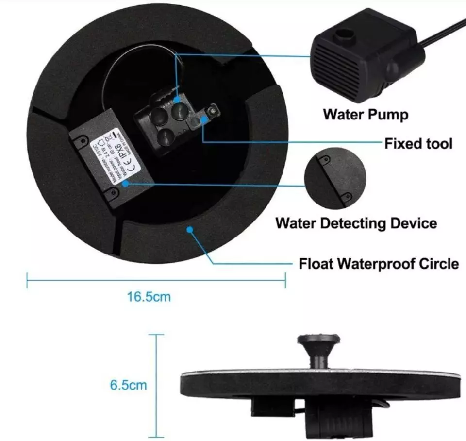 Ciskotu Gartenbrunnen Solar Springbrunnen, 1.4W Solar Teichpumpe mit 4 Effekte Gartenbrunnen