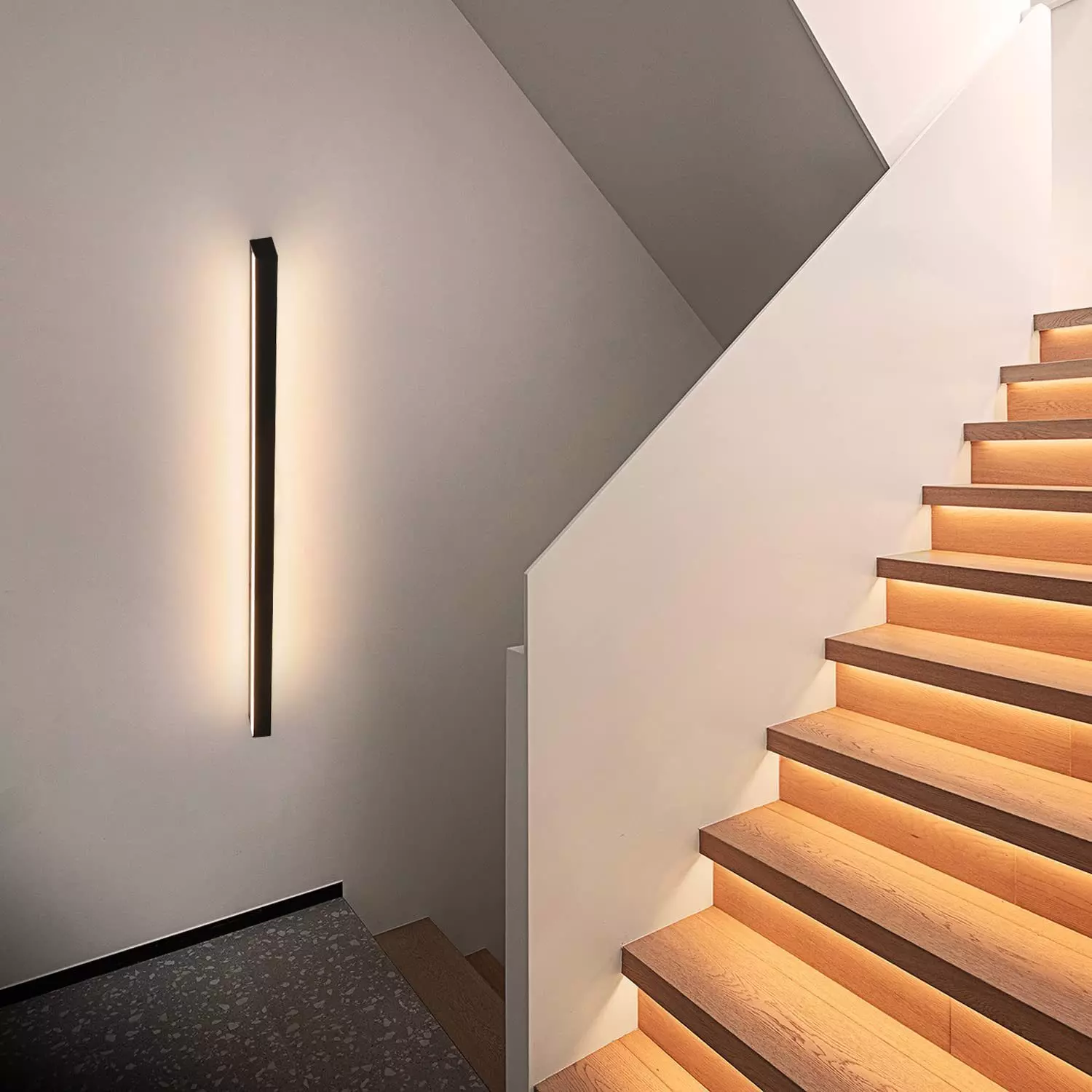 ZMH LED Wandleuchte innen Modern 27W Flur Schwarz Beleuchtung Wohn- Kinder- Schlafzimmer, LED fest integriert, 3000K warmweiß, 100CM
