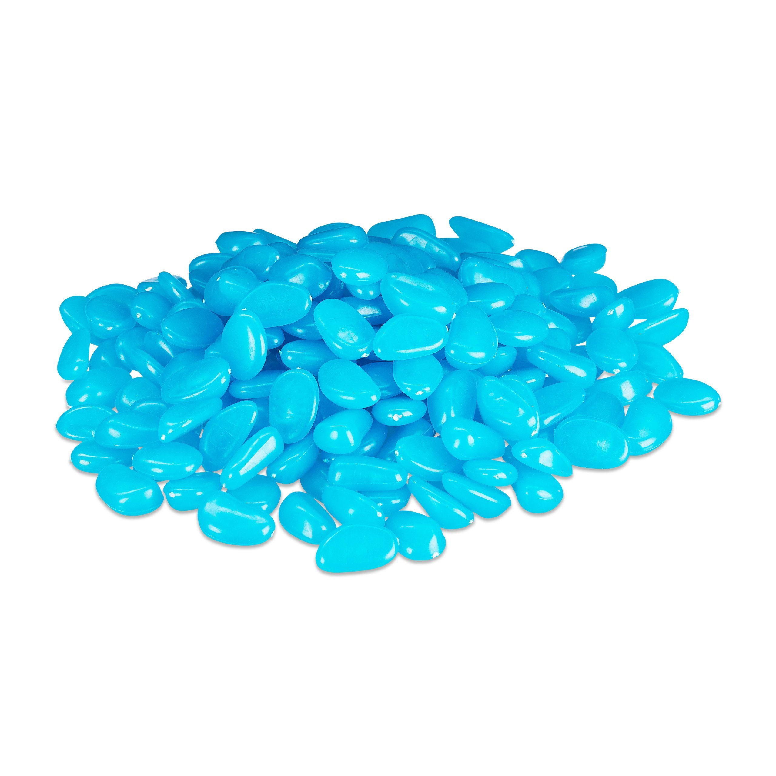 relaxdays Dekosteine Leuchtsteine 200er Pack Blau