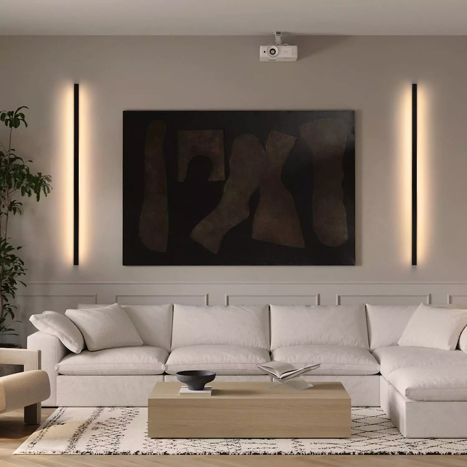 ZMH LED Wandleuchte innen Modern 27W Flur Schwarz Beleuchtung Wohn- Kinder- Schlafzimmer, LED fest integriert, 3000K warmweiß, 100CM