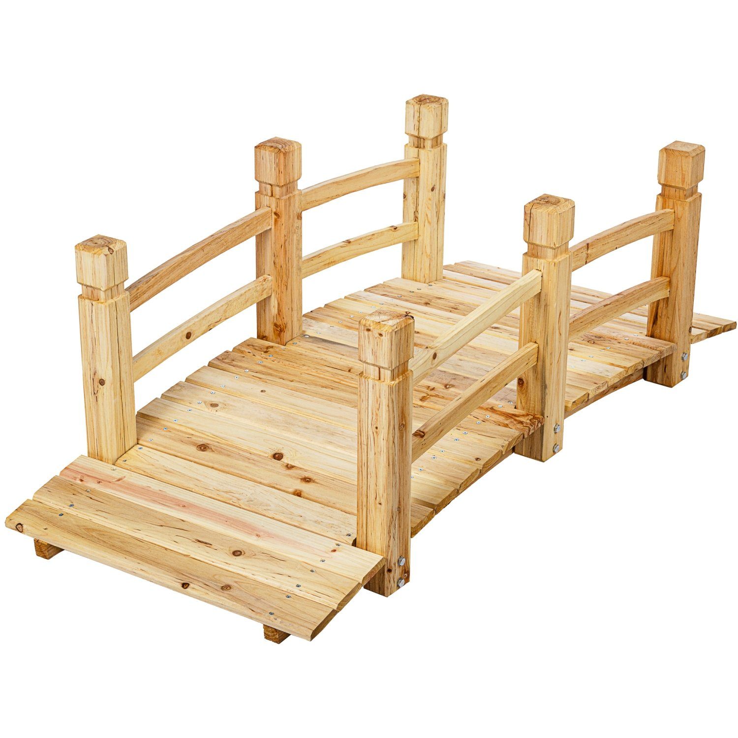 STILISTA Zierbrücke Holzbrücke Gartenbrücke Teichbrücke Dekobrücke, 150 x 65 x 53 cm, mit Geländer, geölt, Farbwahl