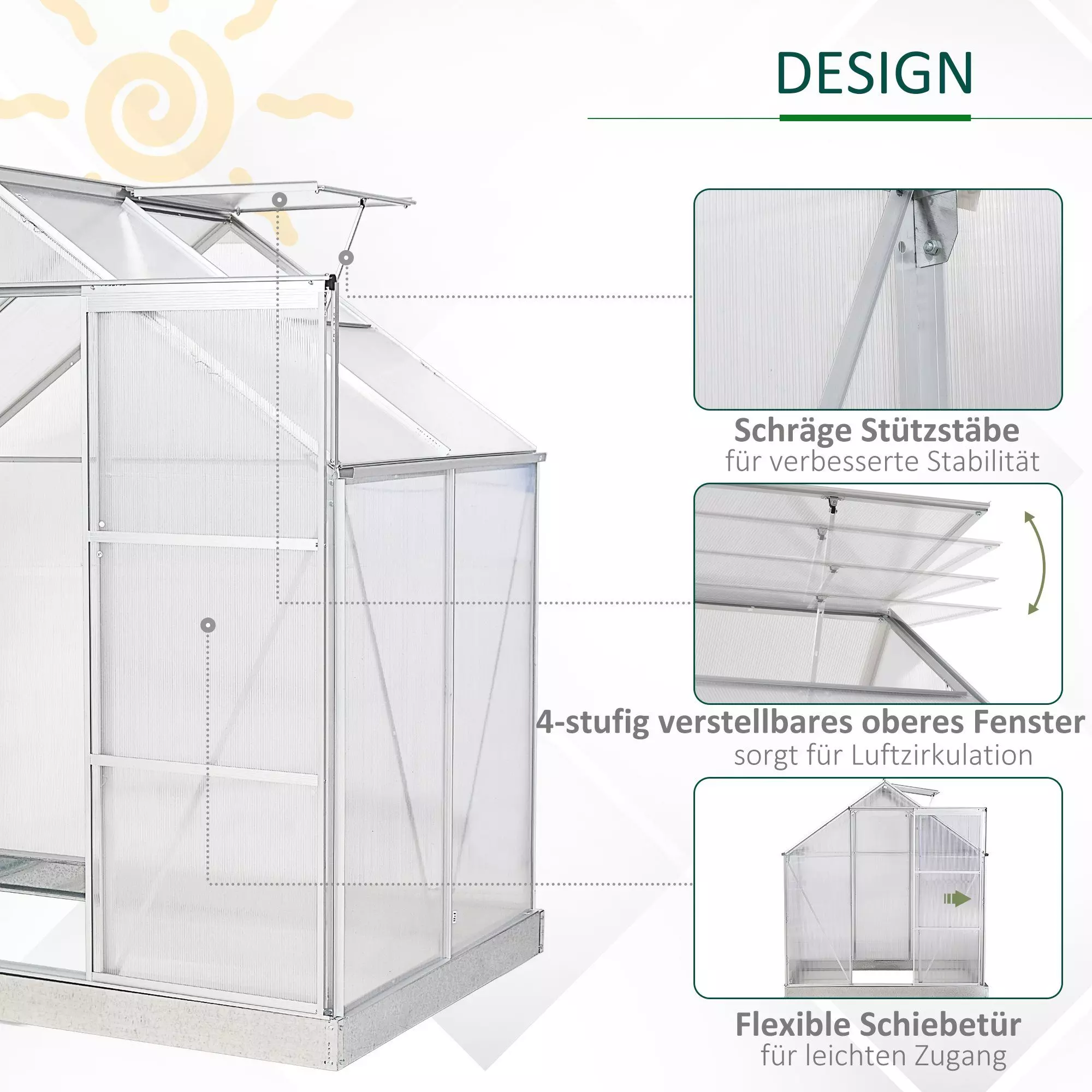 Outsunny Gewächshaus Gewächshaus mit Alu-Gestell