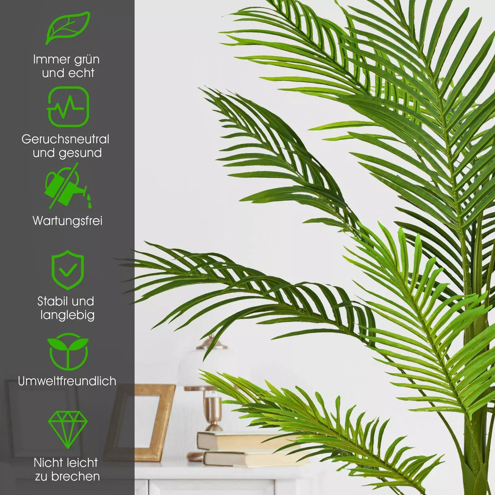Kunstbaum Phoenix Palme, COSTWAY, Höhe 130 cm, mit Kunststoff-Topf