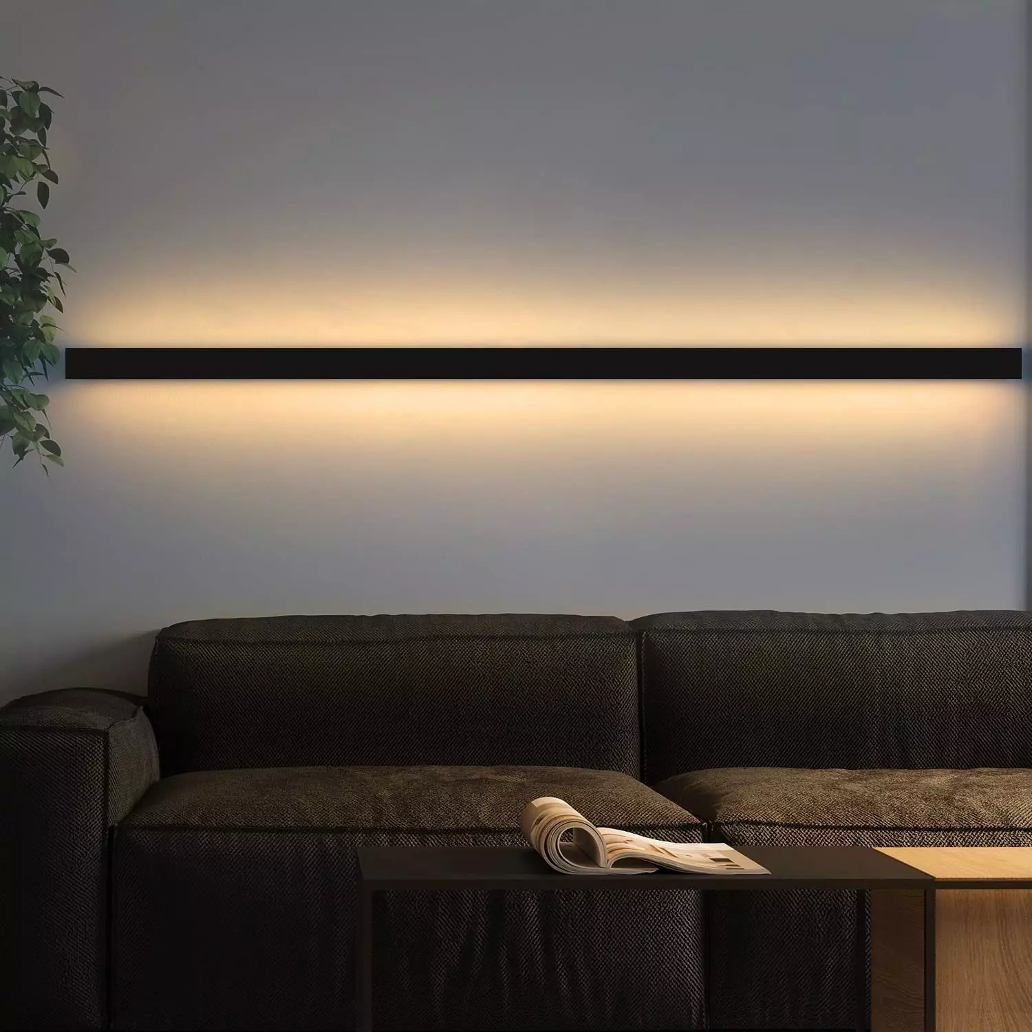 ZMH LED Wandleuchte innen Modern 27W Flur Schwarz Beleuchtung Wohn- Kinder- Schlafzimmer, LED fest integriert, 3000K warmweiß, 100CM