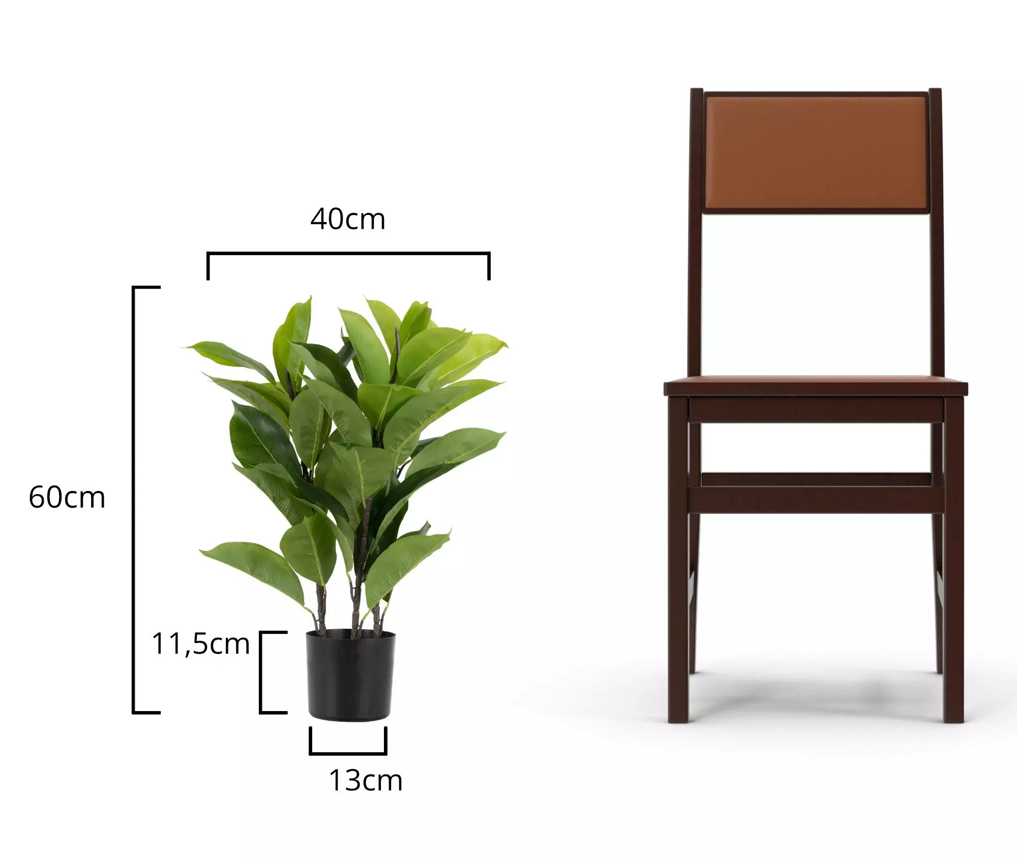Kunstbaum GB-60 Kunstpflanze - künstlicher Kautschukbaum im Plastiktopf - 60cm hoch 40cm Durchmesser - Dekopflanze aus Plastik - Immergrünes, pflegeleichtes Ficus-Elastica-Imitat Gummibaum, joycraft, Höhe 60 cm