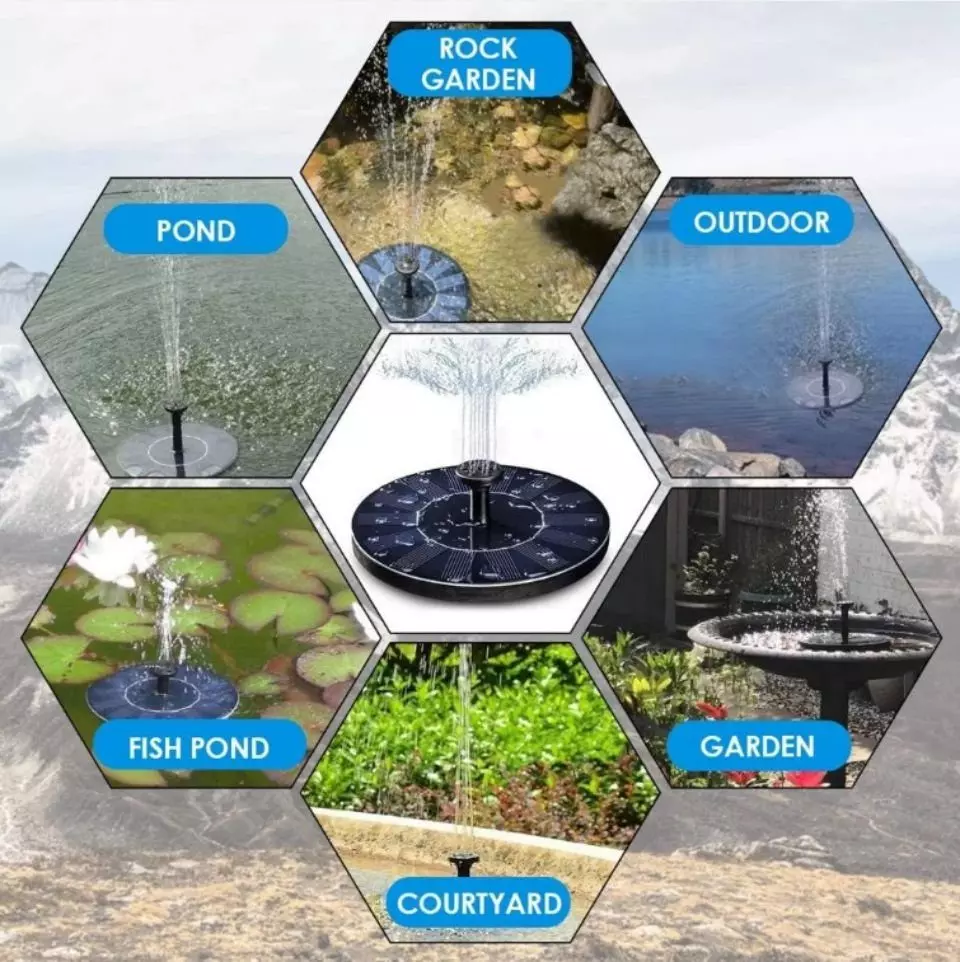 Ciskotu Gartenbrunnen Solar Springbrunnen, 1.4W Solar Teichpumpe mit 4 Effekte Gartenbrunnen
